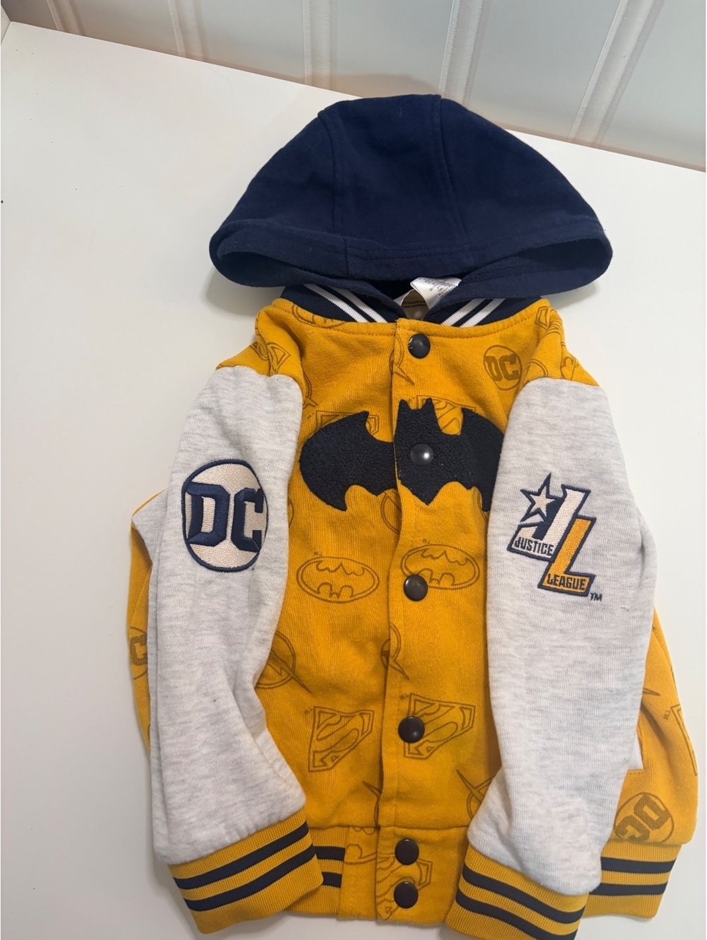 DC Comics Justice League Batman Superhero Hooded Varsity Jacket Boys Size 4T